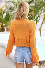Load image into Gallery viewer, Drawstring Hem Round Neck Cropped Cover Up