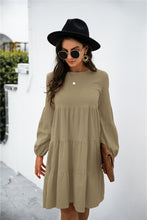 Load image into Gallery viewer, Balloon Sleeve Keyhole Tiered Dress