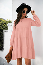 Load image into Gallery viewer, Balloon Sleeve Keyhole Tiered Dress