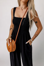Load image into Gallery viewer, Smocked Square Neck Wide Leg Jumpsuit with Pockets