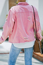 Load image into Gallery viewer, Distressed Raw Hem Denim Jacket
