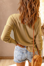 Load image into Gallery viewer, Half Button Waffle Knit Long Sleeve Top