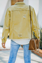 Load image into Gallery viewer, Distressed Raw Hem Denim Jacket
