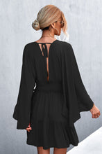 Load image into Gallery viewer, Decorative Button Smocked Waist Surplice Dress