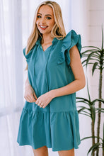 Load image into Gallery viewer, Ruffle Shoulder Tie-Neck Tiered Dress