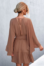 Load image into Gallery viewer, Decorative Button Smocked Waist Surplice Dress