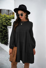 Load image into Gallery viewer, Balloon Sleeve Keyhole Tiered Dress