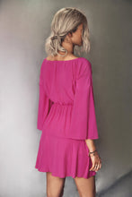 Load image into Gallery viewer, Tie Neck Flare Sleeve Mini Dress