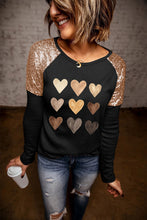 Load image into Gallery viewer, Contrast Sequin Heart Graphic Raglan Sleeve Top