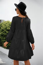 Load image into Gallery viewer, Balloon Sleeve Keyhole Tiered Dress