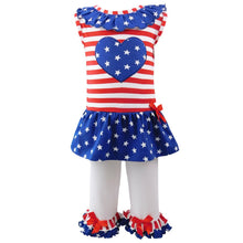 Load image into Gallery viewer, AnnLoren Big Little Girls' 4th Of July Star Heart Tunic Leggings Toddler Holiday Clothing