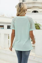 Load image into Gallery viewer, V-Neck Raglan Sleeve Openwork Tee