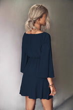 Load image into Gallery viewer, Tie Neck Flare Sleeve Mini Dress