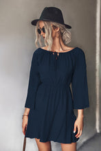 Load image into Gallery viewer, Tie Neck Flare Sleeve Mini Dress