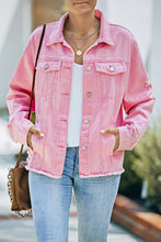 Load image into Gallery viewer, Distressed Raw Hem Denim Jacket