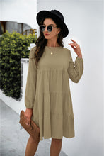 Load image into Gallery viewer, Balloon Sleeve Keyhole Tiered Dress