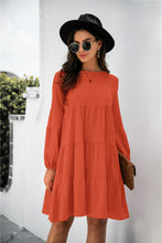 Load image into Gallery viewer, Balloon Sleeve Keyhole Tiered Dress