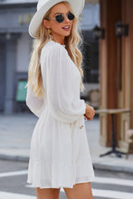 Load image into Gallery viewer, Smocked Tied Balloon Sleeve Mini Dress