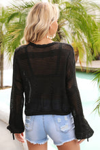 Load image into Gallery viewer, Drawstring Hem Round Neck Cropped Cover Up