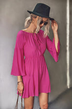 Load image into Gallery viewer, Tie Neck Flare Sleeve Mini Dress