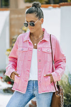 Load image into Gallery viewer, Distressed Raw Hem Denim Jacket