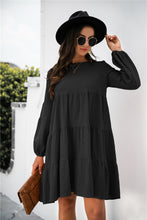 Load image into Gallery viewer, Balloon Sleeve Keyhole Tiered Dress