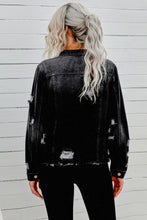 Load image into Gallery viewer, Distressed Raw Hem Denim Jacket