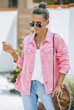 Load image into Gallery viewer, Distressed Raw Hem Denim Jacket