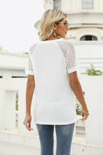 Load image into Gallery viewer, V-Neck Raglan Sleeve Openwork Tee