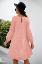 Load image into Gallery viewer, Balloon Sleeve Keyhole Tiered Dress