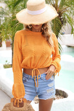 Load image into Gallery viewer, Drawstring Hem Round Neck Cropped Cover Up