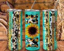 Load image into Gallery viewer, Sunflower Mom Western Sunflower Cow Print Tumbler