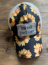Load image into Gallery viewer, Sunflower Criss Cross Ponytail Hat with Gym Hair Don't Care Patch