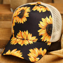 Load image into Gallery viewer, Sunflower Criss Cross Ponytail Hat with Gym Hair Don't Care Patch