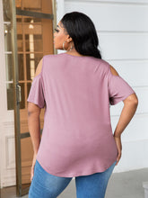 Load image into Gallery viewer, Plus Size Cold-Shoulder Round Neck Curved Hem Tee
