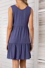 Load image into Gallery viewer, Decorative Button Scoop Neck Sleeveless Tiered Dress
