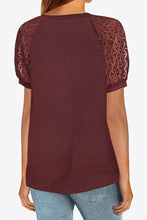 Load image into Gallery viewer, V-Neck Raglan Sleeve Openwork Tee
