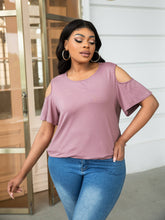 Load image into Gallery viewer, Plus Size Cold-Shoulder Round Neck Curved Hem Tee
