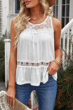 Load image into Gallery viewer, Lace Yoke Peplum Tank
