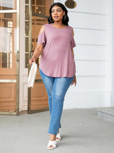 Load image into Gallery viewer, Plus Size Cold-Shoulder Round Neck Curved Hem Tee
