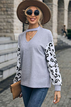 Load image into Gallery viewer, Leopard Print Cutout Long Sleeve Tee
