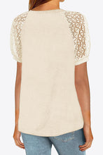 Load image into Gallery viewer, V-Neck Raglan Sleeve Openwork Tee
