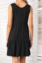 Load image into Gallery viewer, Decorative Button Scoop Neck Sleeveless Tiered Dress
