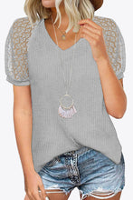 Load image into Gallery viewer, V-Neck Raglan Sleeve Openwork Tee
