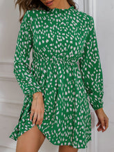 Load image into Gallery viewer, Printed Frill Neck Long Sleeve Dress
