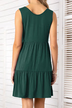 Load image into Gallery viewer, Decorative Button Scoop Neck Sleeveless Tiered Dress
