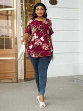 Load image into Gallery viewer, Plus Size Cold-Shoulder Round Neck Curved Hem Tee
