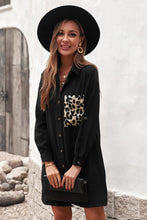 Load image into Gallery viewer, Leopard Patch Textured Shirt Dress
