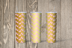 Gold with Pink Bow Print Skinny 20oz Tumbler