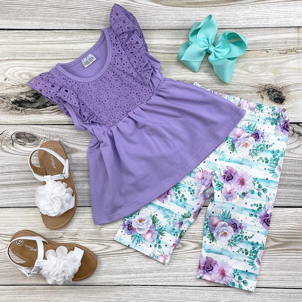 Okie & Lou Perfectly Purple Capri Set